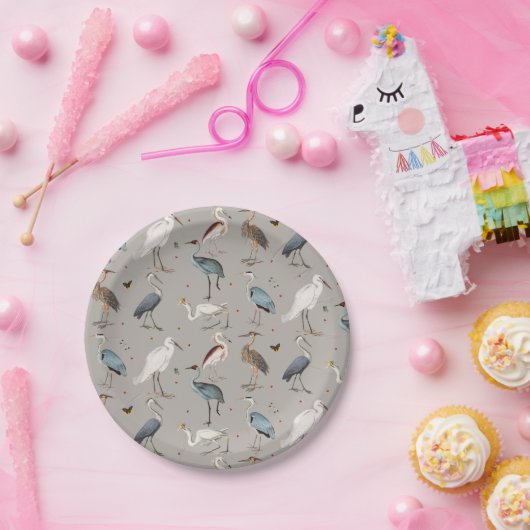 Assiettes En Carton Aquarelle Heron Bird Egret Nature Motif (Fête)