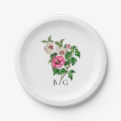 Assiettes En Carton Aquarelle Hibiscus Tropical Mariage d'été (Devant)