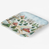 Assiettes En Carton Aquarelle Hiver Paysage rustique avec Fir Trees (Angulaire)