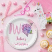 Assiettes En Carton Aquarelle hydrangée deuxième anniversaire (Fête)