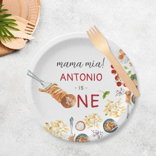 Assiettes En Carton Aquarelle italienne 1er anniversaire