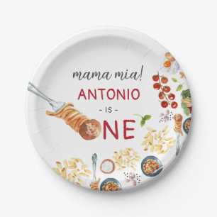 Assiettes En Carton Aquarelle italienne 1er anniversaire