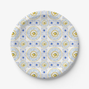 Assiettes En Carton Aquarelle Italienne Carrelage Citron Motif