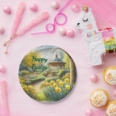 Assiettes En Carton Aquarelle Jaune Daffodique Pâques Plaque en papier (Fête)