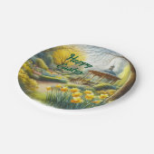 Assiettes En Carton Aquarelle Jaune Daffodique Pâques Plaque en papier (Angle)