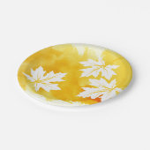 Assiettes En Carton Aquarelle jaune moderne et feuilles d'érable (Angle)