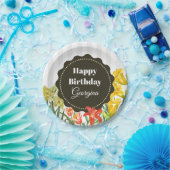 Assiettes En Carton Aquarelle Jaune Orange Fleurs de printemps (Fête)