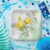 Assiettes En Carton Aquarelle Jaune Rose Jardin Fleur Nature Art (Fête)