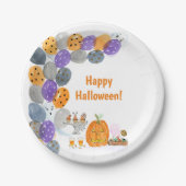 Assiettes En Carton Aquarelle Joyeuse fête costumée d'Halloween (Devant)