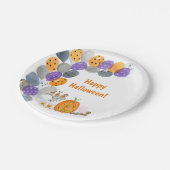 Assiettes En Carton Aquarelle Joyeuse fête costumée d'Halloween (Angle)