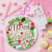 Assiettes En Carton Aquarelle Joyeuse plaque de papier de Noël (Fête)