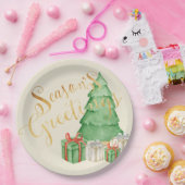 Assiettes En Carton Aquarelle Joyeuses Fêtes Noël Élégant (Fête)