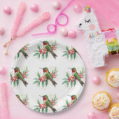 Assiettes En Carton Aquarelle Joyeux colibri de Noël (Fête)