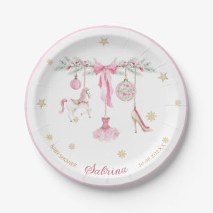 Assiettes En Carton Aquarelle Joyeux Noël Casse-Noisette ballet rose