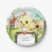 Assiettes En Carton Aquarelle Joyeux Poulet Anniversaire (Devant)
