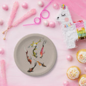 Assiettes En Carton Aquarelle koi poisson rouge brun or (Fête)