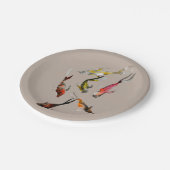 Assiettes En Carton Aquarelle koi poisson rouge brun or (Angle)
