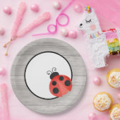 Assiettes En Carton Aquarelle Ladybug sur la partie bois (Fête)