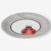 Assiettes En Carton Aquarelle Ladybug sur la partie bois (Angle)