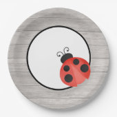 Assiettes En Carton Aquarelle Ladybug sur la partie bois (Devant)