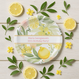 Assiettes En Carton Aquarelle Lemon Floral à thème Anniversaire
