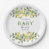 Assiettes En Carton Aquarelle Lemons Fleurs Botaniques (Devant)