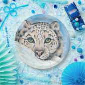 Assiettes En Carton Aquarelle léopard des neiges (Fête)
