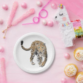 Assiettes En Carton aquarelle léopard jungle chat peint vert animal (Fête)