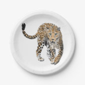 Assiettes En Carton aquarelle léopard jungle chat peint vert animal (Devant)