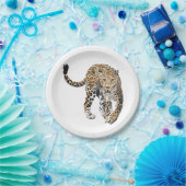 Assiettes En Carton aquarelle léopard jungle chat peint vert animal (Fête)