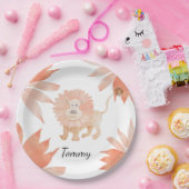 Assiettes En Carton Aquarelle Lion bébé peinte à la main (Fête)