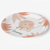 Assiettes En Carton Aquarelle Lion bébé peinte à la main (Angle)