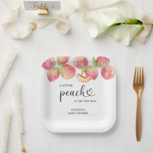 Assiettes En Carton Aquarelle Little peach arrive bientôt shower bébé