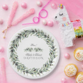 Assiettes En Carton Aquarelle luxuriante Branches d'olive Mariage de c (Fête)