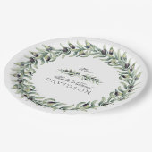 Assiettes En Carton Aquarelle luxuriante Branches d'olive Mariage de c (Angle)