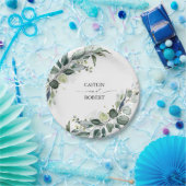 Assiettes En Carton Aquarelle luxuriante Eucalyptus Vert Élégant (Fête)