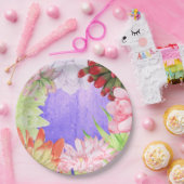 Assiettes En Carton Aquarelle magique Succulents pourpre (Fête)