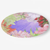 Assiettes En Carton Aquarelle magique Succulents pourpre (Angle)