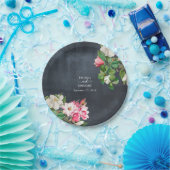 Assiettes En Carton Aquarelle Magnolia Fleurs Mariage Noir Blanc (Fête)