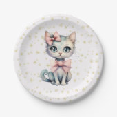 Assiettes En Carton Aquarelle Main Tirée Kitty Avec Deux Vaches Roses (Devant)