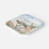 Assiettes En Carton Aquarelle maman et bébé Animaux africains (Angulaire)