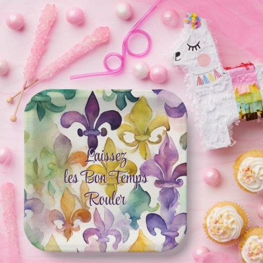 Assiettes En Carton Aquarelle Mardi Gras (Fête)