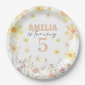 Assiettes En Carton Aquarelle marguerite Anniversaire (Devant)