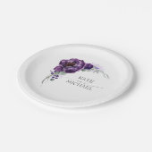 Assiettes En Carton Aquarelle Mariage de fleurs violettes foncées prof (Angle)