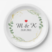 Assiettes En Carton Aquarelle Mariage de verdure (Devant)