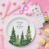 Assiettes En Carton Aquarelle Mariage festif Arbre de Noël (Fête)