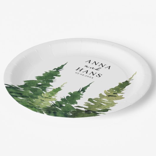 Assiettes En Carton Aquarelle Mariage festif Arbre de Noël (Angle)