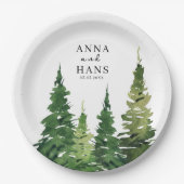 Assiettes En Carton Aquarelle Mariage festif Arbre de Noël (Devant)