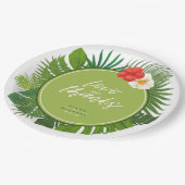 Assiettes En Carton Aquarelle Mariage tropical Merci Green ID577 (Angle)