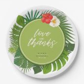 Assiettes En Carton Aquarelle Mariage tropical Merci Green ID577 (Devant)